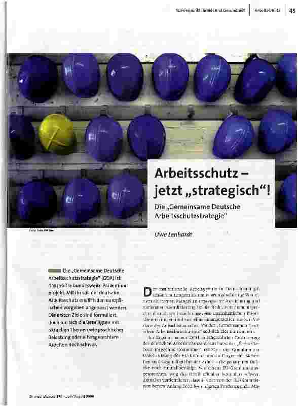 [doc_105131] Arbeitsschutz-jetzt „strategisch!Die „Gemeinsame Deutsche Arbeitsschutzstrategie