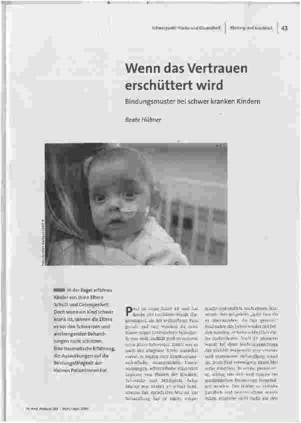 [doc_97172] Wenn das Vertrauen erschüttert wirdBindungsmuster bei schwer kranken Kindern