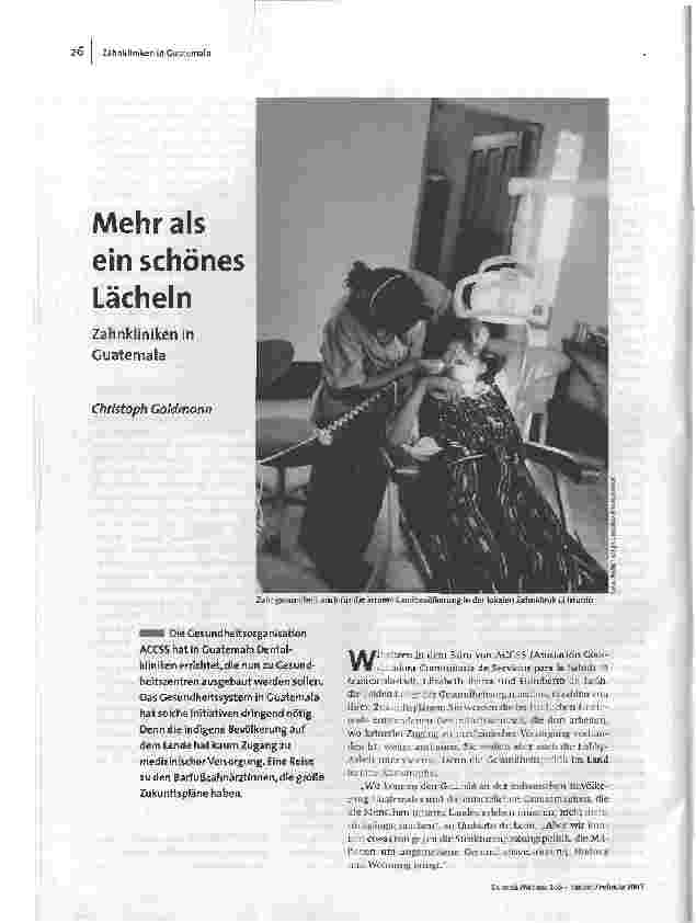 [doc_96138] Mehr als ein schönes LächelnZahnkliniken in Guatemala