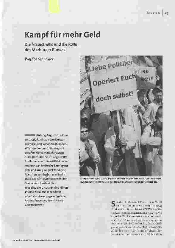[doc_87737] Kampf für mehr GeldDie Ärztestreiks und die Rolle des Marburger Bundes
