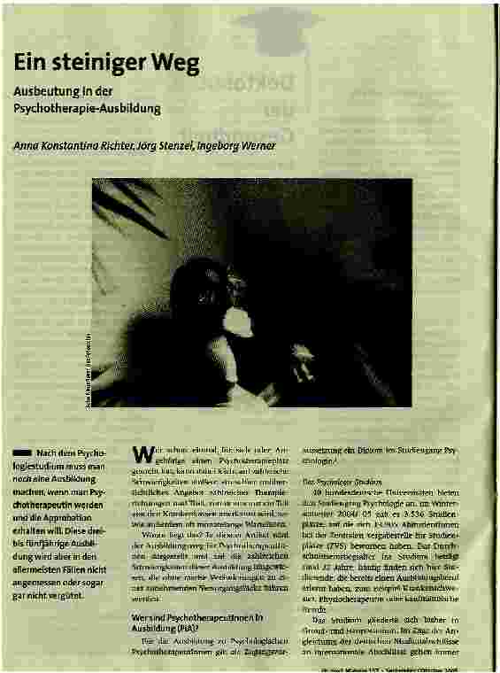 [doc_86901] Ein steiniger Weg. Ausbeutung in der Psychotherapie-Ausbildung
