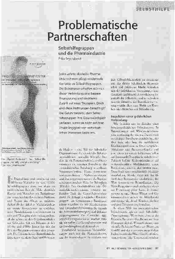 [doc_84453] Problematische Partnerschaften. Selbsthilfegruppen und die Pharmaindustrie