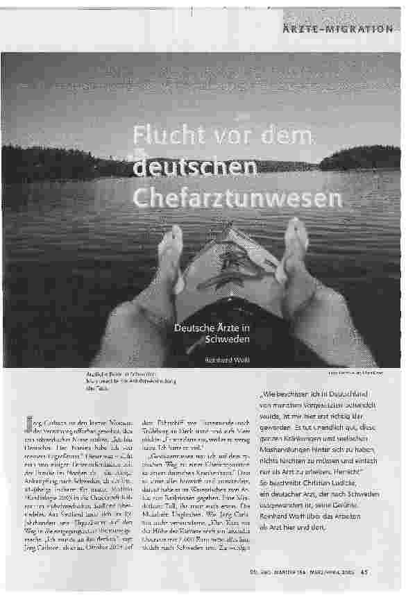 [doc_84450] Flucht vor dem deutschen ChefarztunwesenDeutsche Ärzte in Schweden