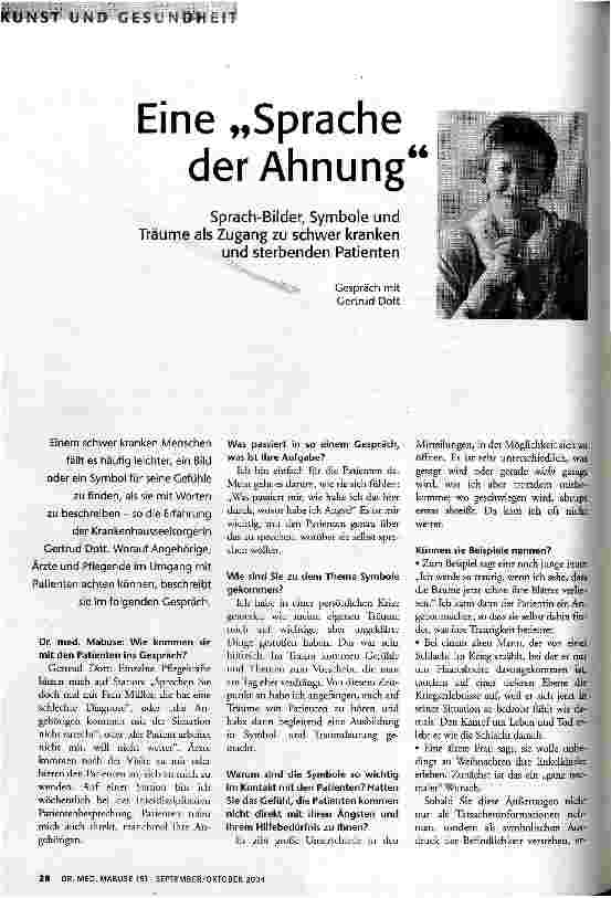 [doc_72209] Eine Sprache der Ahnung. Sprach-Bilder, Symbole undTräume als Zugang zu schwer krankenund sterbenden Patienten