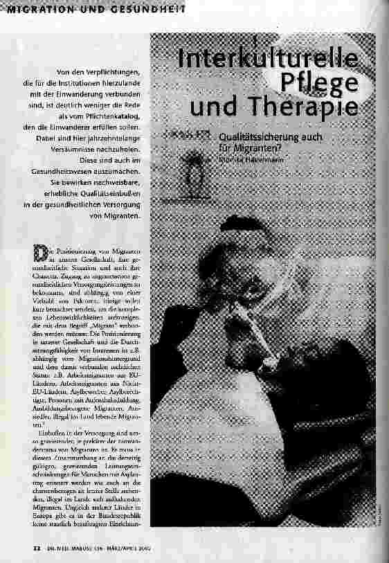 [doc_62384] Interkulturelle Pflege und Therapie Qualitätssicherung auch für Migranten?