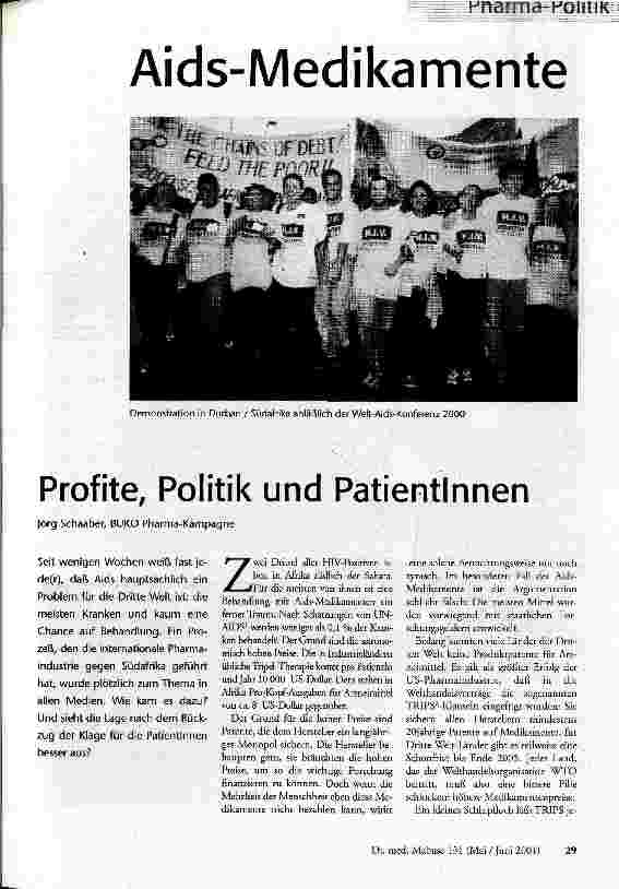 [doc_57942] Aids-Medikamente Profite, Politik und PatientInnen