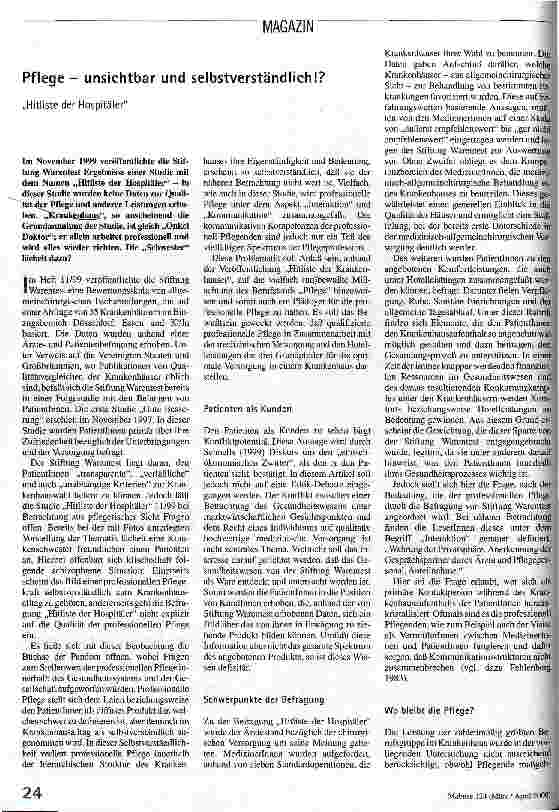 [doc_52873] Pflege - unsichtbar und selbstverständlich? Hitliste der Hospitäler