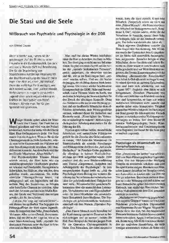 [doc_51528] Die Stasi und die Seele Mißbrauch von Psychiatrie und Psychologie in der DDR