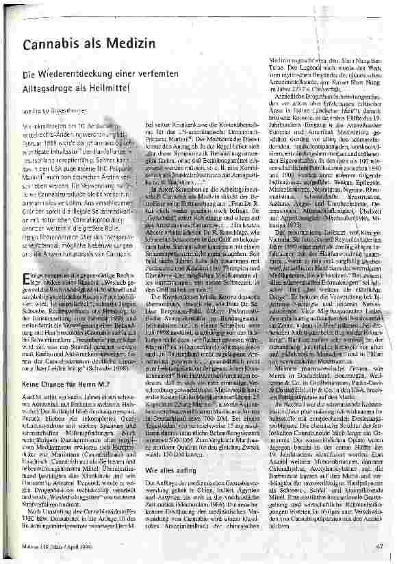 [doc_49226] Cannabis als Medizin Die Wiederentdeckung einer verfemten Alltagsdroge als Heilmittel