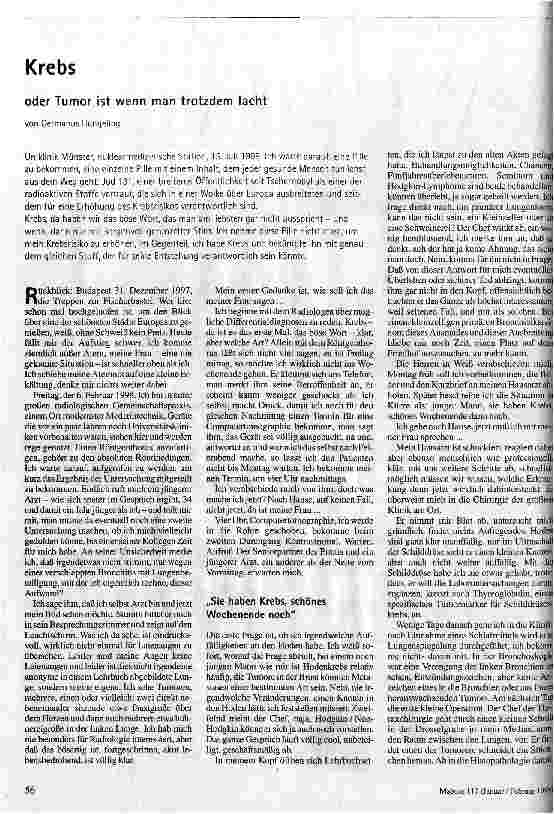 [doc_48645] Krebs oder Tumor ist wenn man trotzdem lacht