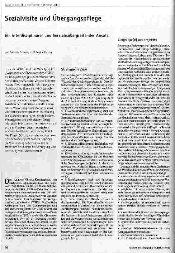 [doc_47300] Sozialvisite und Übergangspflege Ein interdisziplinärer und bereichsübergreifender Ansatz