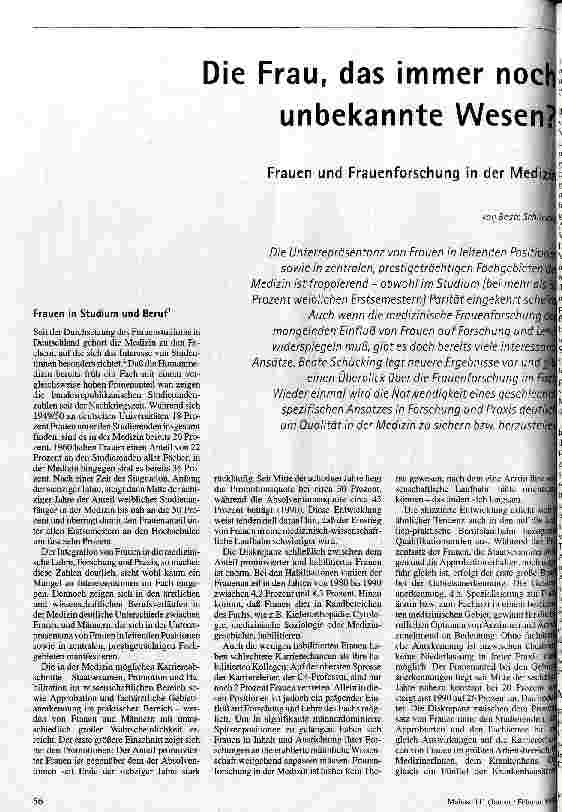 [doc_44190] Die Frau, das immer noch unbekannte Wesen? Frauen und Frauenforschung in der Medizin