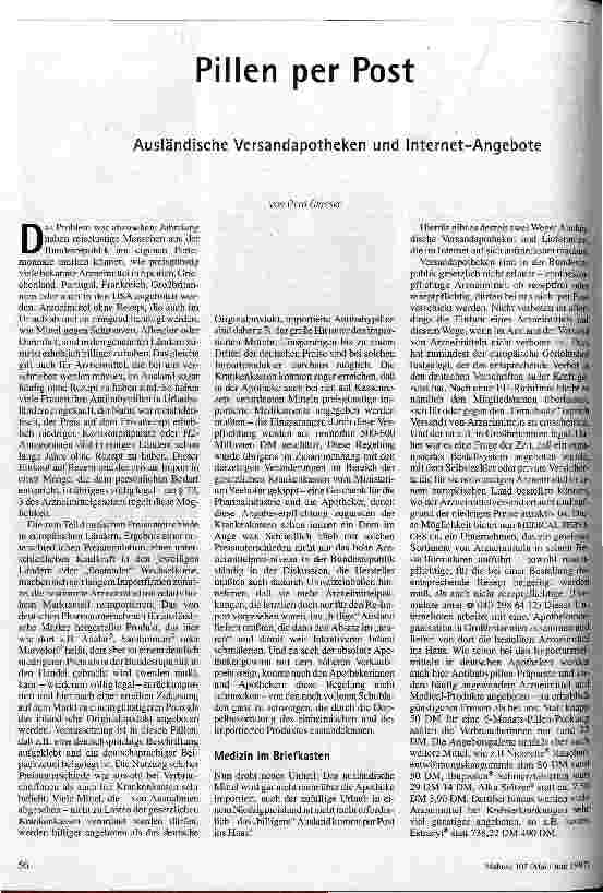 [doc_41567] Pillen per Post Ausländische Versandapotheken und Internet-Angebote
