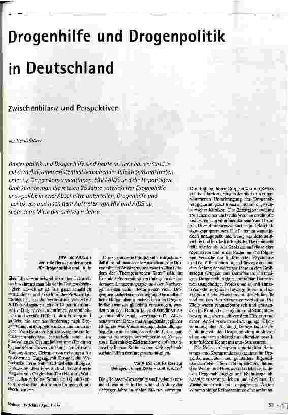 [doc_40776] Drogenhilfe und Drogenpolitik in Deutschland Zwischenbilanz und Perspektiven