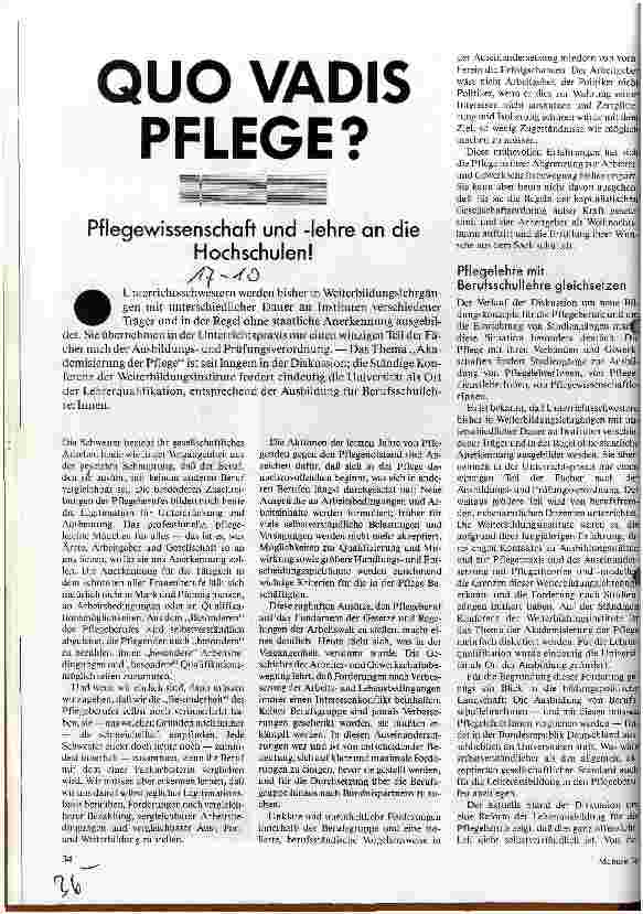[doc_27119] Quo vadis Pflege? Pflegewissenschaft und -lehre an die Hochschulen!