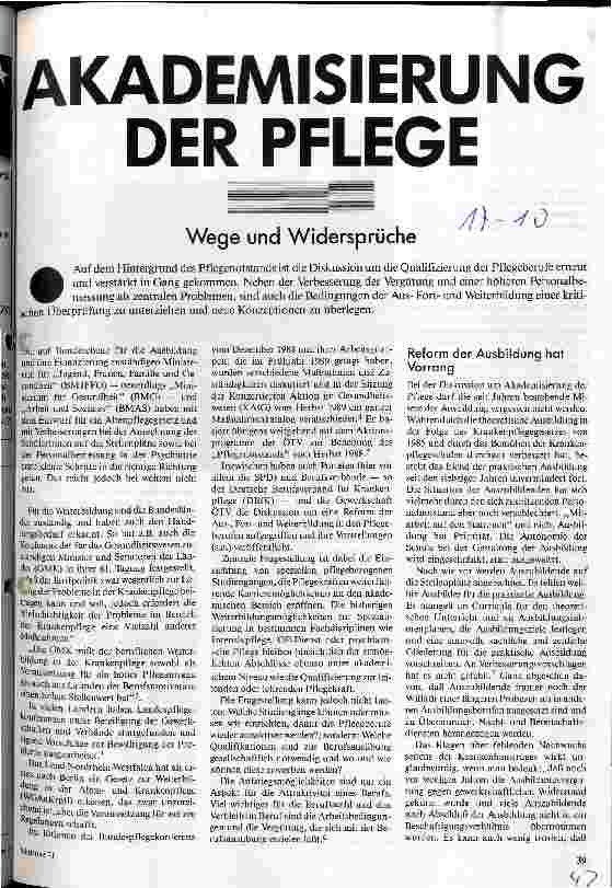 [doc_25412] Akademisierung der Pflege - Wege und Widersprüche