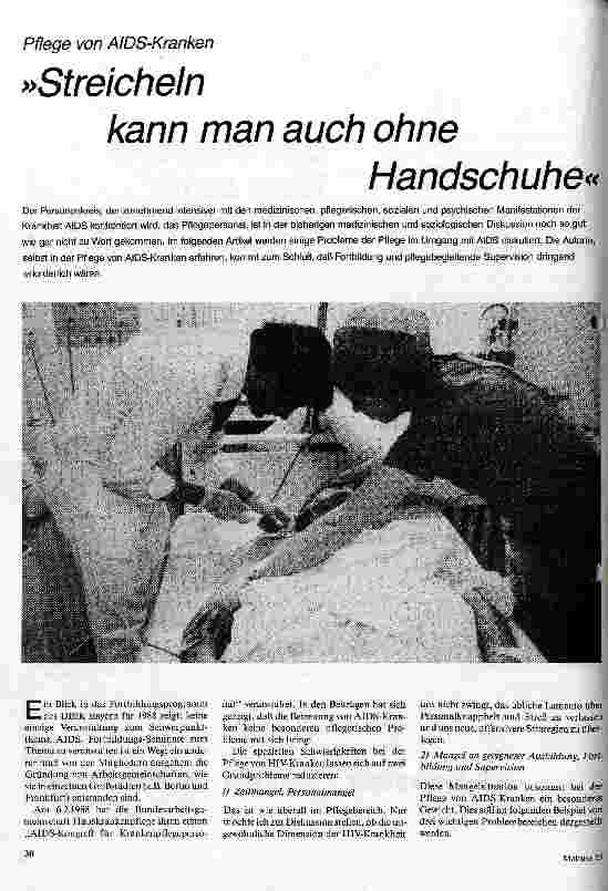 [doc_18601] Pflege von AIDS-Kranken Streicheln kann man auch ohne Handschuhe