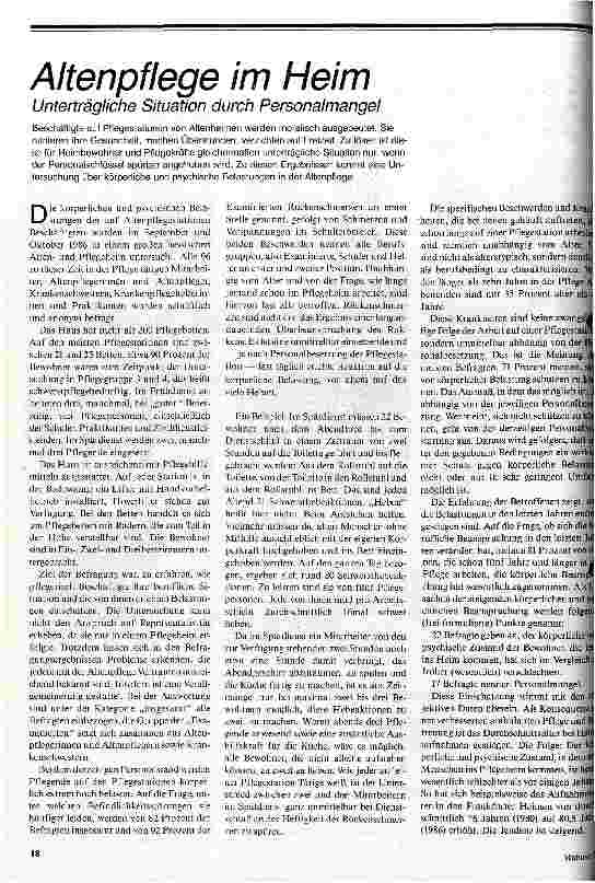 [doc_17807] Altenpflege im Heim Unerträgliche Situation durch Personalmangel