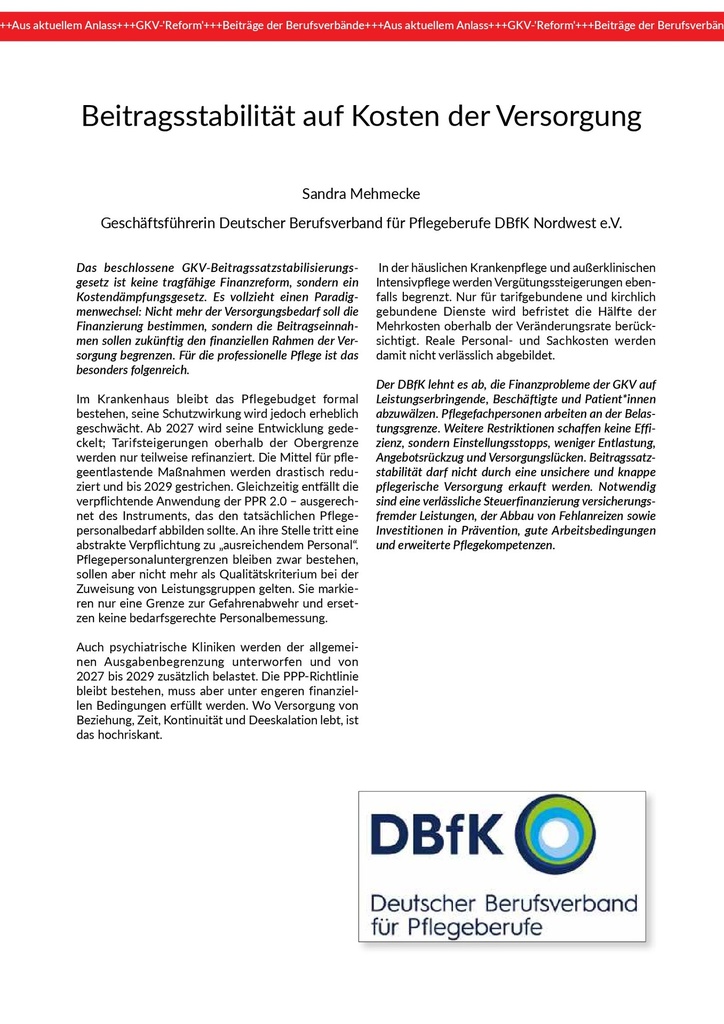 [doc_772500] Beitragsstabilität auf Kosten der Versorgung – Zeitschrift für alle Gesundheitsberufe