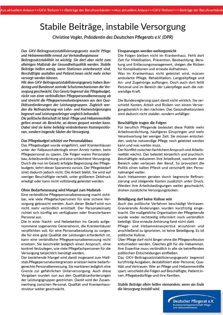 [doc_772497] Stabile Beiträge, instabile Versorgung – Zeitschrift für alle Gesundheitsberufe