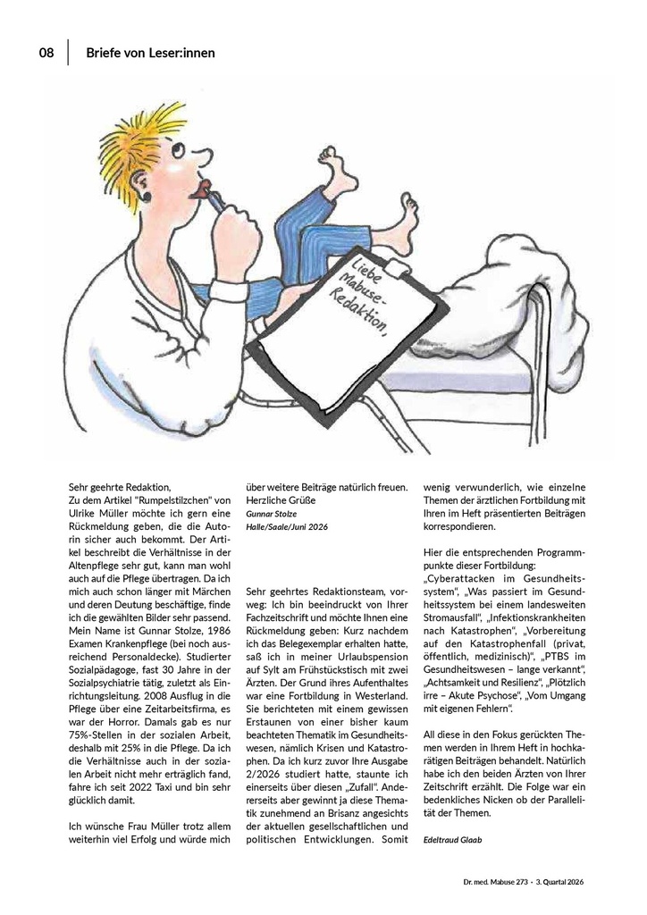 Briefe von Leser: innen – Zeitschrift für alle Gesundheitsberufe