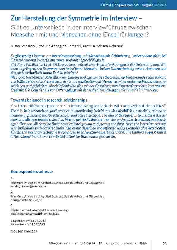[doc_201469] Zur Herstellung der Symmetrie im Interview – Gibt es Unterschiede in der Interviewführung zwischen Menschen mit und Menschen ohne Einschränkungen?