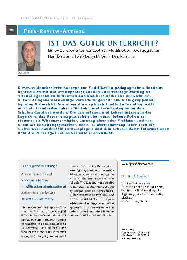 [doc_201365] Ist das guter Unterricht? Ein evidenzbasiertes Konzept zur Modifikation pädagogischen Handelns an Altenpflegeschulen in Deutschland